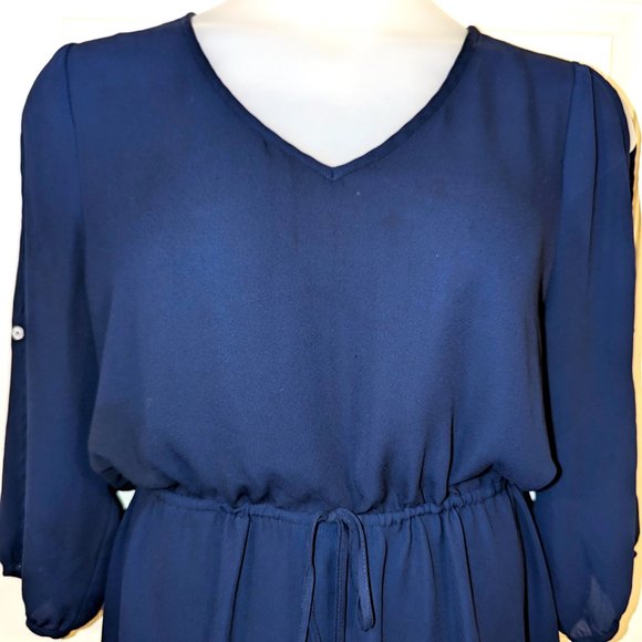 DISCOUNTED FINAL PRICE Octavia Drawstring Waist - Button Split Sleeve Dress - Picture 2 of 9